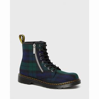 Dr Martens 1460 Zip Tartan Lace Up - Zelene Cizmy Detske, D422SK